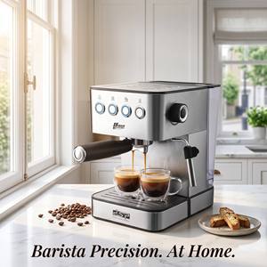 Machine à café expresso semi-automatique électrique compacte 15 bars avec prise EU et mousseur à lait intégré pour cuisine - Product Image 3