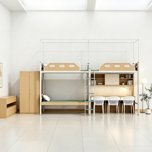 Lit superposé en acier avec table inférieure intégrée pour appartement d'étudiant, dortoir scolaire ou loft - Product Image 3