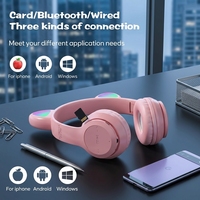Headphone Wireless BT P47M Telinga Kucing Lucu LED Lipat untuk Anak, Earphone Stereo Olahraga dengan Peredam Kebisingan Aktif, Daya Tahan 10-15 Jam