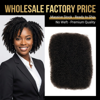 Cheveux humains brésiliens Afro Kinky pré-étirés en vrac, tissés à la main, Remy vierges 10A pour salons, tresses, torsades, locks naturelles (USA, Europe)