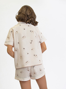 Fabricación profesional Buen precio Mujeres baratas Pijamas de cuello Conjunto de lujo de dos piezas Conjunto de <span class=keywords><strong>ropa</strong></span> <span class=keywords><strong>para</strong></span> el hogar - Product Image 6