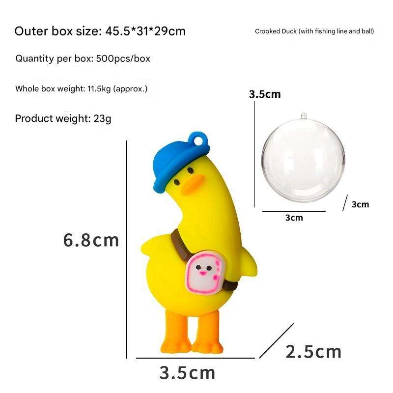 Love the duck with tilted head (with fishing line and ball)