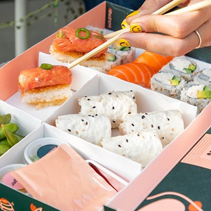 LOKYO กล่องอาหารกระดาษแข็งแบบใช้แล้วทิ้ง,กล่องอาหารกลางวันซูชิพร้อมช่องใส่ - Product Image 5