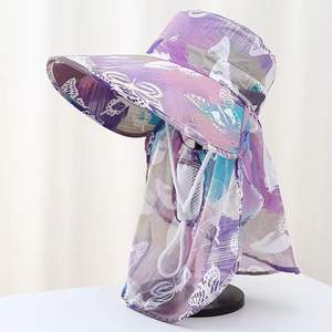Sombrero de sol de ala ancha para verano con protector facial, transpirable, protección para exteriores para mujer, ciclismo, recolección de té - Product Image 3