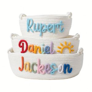 Cesta de Almacenamiento de Juguetes para Bebés de Estilo Rústico Moderno con Cuerda de Algodón, para Regalo de Recién Nacido - Product Image 1