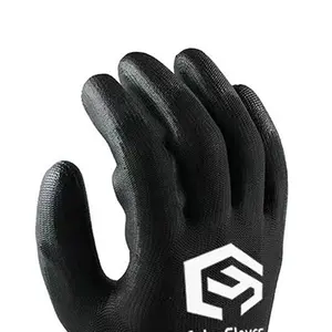 CY 13g Polyester Seamless Knitting High Dexterity PU Work Construction Gloves For Work Anti Static Gloves