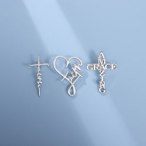 Sming Pins Jesus Cross Esmalte cristão Pinos Símbolos do coração Emblema Broches Lapela Mochila Emblema Jóias Decorativas - Product Image 1