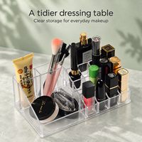 Organisateur de bureau hexagonal transparent en plastique pour le rangement des cosmétiques et des bijoux