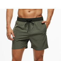 Heren effenkleurige 4-way stretch boardshorts, kwartlange casual strandshorts met ritszakken, sport- en hardloopshorts
