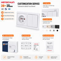 Ensemble interrupteur mural et prise standard UE, bouton large, encastré, 2 modules, 1 voie, interrupteur 10A 250V, prise Schuko allemande 16A, matériau PC