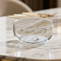 Bol à thé en verre multifonctionnel de haute qualité, bol à matcha transparent en borosilicate avec bec verseur, accessoires, bols à salade et céréales