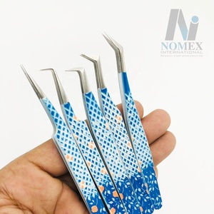 Pince à épiler d'extension de cils droite/incurvée en acier inoxydable enduit de poudre - Product Image 2