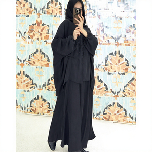 Ensemble de robe Abaya élégante pour femmes musulmanes, manches longues, longueur cheville, coupe ample, tenue pour Ramadan et Eid - Product Image 3