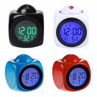 Horloge de bureau à projection lumineuse LCD Réveil numérique à diffusion vocale avec affichage de la température Fonction carillon horaire