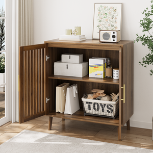Aparador de Madera con Puertas con Rejillas, Mueble de Almacenamiento para Cafetería, para Sala de Estar y Cocina - Product Image 3