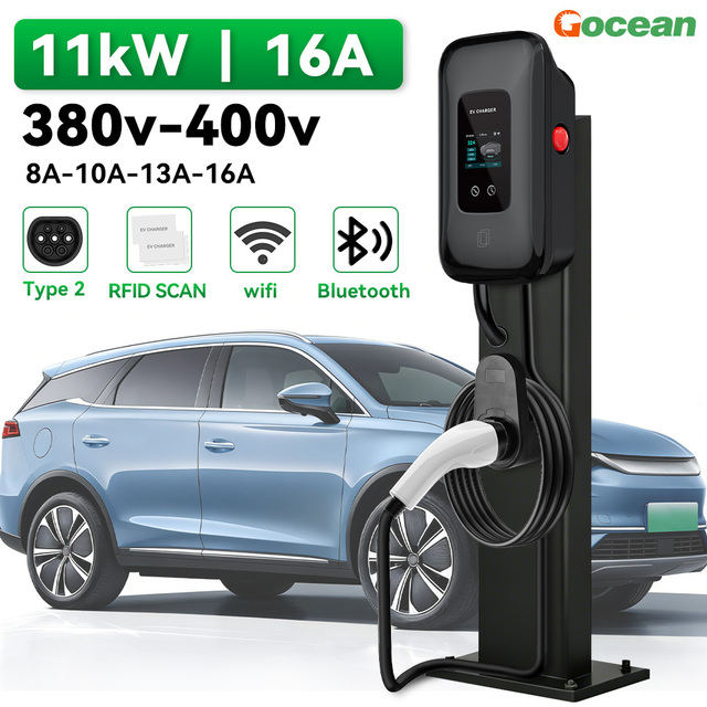 Gocean Factory OEM 11kW EV CHARGING STATION APP Wifi 16A 3Phase EV Charger Wallbox for Electric Vehicle