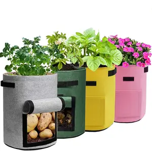 Customized gallon felt fabric home plant pot potato grow bags