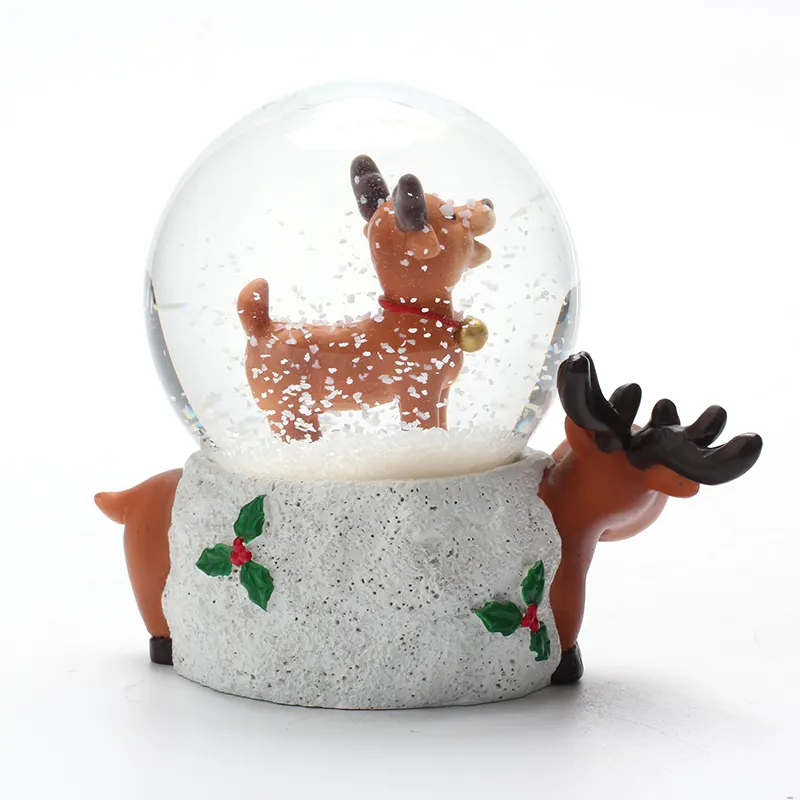 Custom Resin Made From Christmas Deer Statue In Snowglobe Crystal