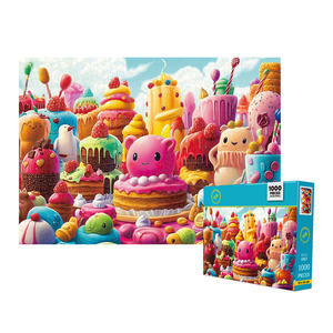 Puzzle personnalisé de 1000 pièces en carton gris 70x50cm, revêtement brillant UV, découpe de précision, non toxique, écologique, boîte cadeau robuste - Product Image 1