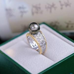 ขาตั้งแหวนเงินแท้ S925 พร้อมลูกปัดกลมขนาด 7-10 มม. อุปกรณ์ทำเครื่องประดับวินเทจ DIY 10092 ไข่มุกเม็ดเดี่ยว - Product Image 1