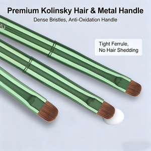 Lot de 5 pinceaux à ongles professionnels pour manucure française, tailles 8, 10, 12, 14, 16, manche métallique vert, poils en nylon, pour gel UV et fournitures de manucure - Product Image 3