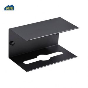 Porte-papier toilette mural en acier inoxydable 304 noir avec porte-serviettes et support pour téléphone, design moderne et écologique pour salle de bain - Product Image 4