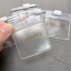 Custom Brand Square Frosted <b>Transparent</b> PVC Zipper Pouch Custom Logo Slide Zip Bag Jewelry Pouch Bags with Care Warning Text - Product Image 4