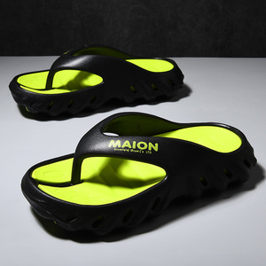 Maion <b>Flip</b> <b>Flops</b> Thick Sole Anti Slip Outdoor Beach <b>Slippers</b> Adult Unisex Black Green - Product Image 1