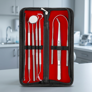 Grip Surgical Stainless Steel Dental <b>Scraper</b> <b>Tooth</b> Pick Hygiene Set Mouth Mirror Tweezer Kit-Reusable Manual Class I Dental - Product Image 6