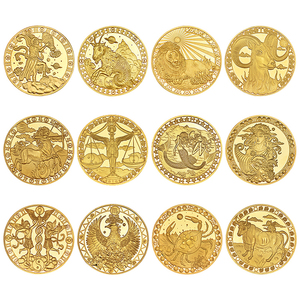 12 Design di Monete d'Oro dello Zodiaco Ariete Leone Vendita all'Ingrosso Dropshipping 12 Monete delle Costellazioni con Elegante Confezione - Product Image 2