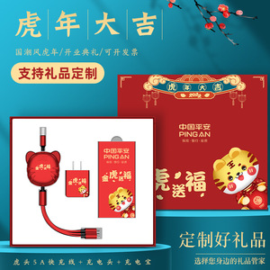 Coffret cadeau Année du Tigre, câble de données, batterie externe, boîte cadeau rouge personnalisée à charge rapide, 2022 - Product Image 3