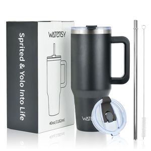 Luxury 40oz Stainless Steel <b>Beer</b> Tumbler with Handle Metal Straw American Style Travel Coffee Camping Thermoses Car Cup Handgrip - Product Image 4