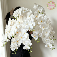 Anggrek Phalaenopsis Putih 9 Kuntum Cetak 3D Terlaris, Bunga Artificial Sentuhan Asli untuk Dekorasi Pernikahan dan Rumah