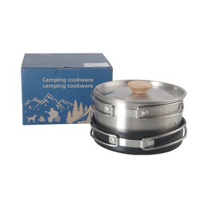 <span class=keywords><strong>Set</strong></span> da Cucina da Campeggio in Acciaio Inossidabile a Tre Pezzi per Esterni con Padella, Bollitore e Pentola - Portatile per Tour in Auto e Cucina all'Aperto - Product Image 5