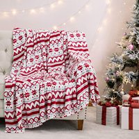 Couverture en flanelle tricotée douce et confortable, motif de Noël festif, légère et chaude, idéale pour canapé et lit, et cadeaux d'hiver