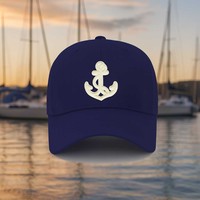 Casquette avec motif de patch brodé d'ancre maritime, style streetwear, 100% coton, unisexe