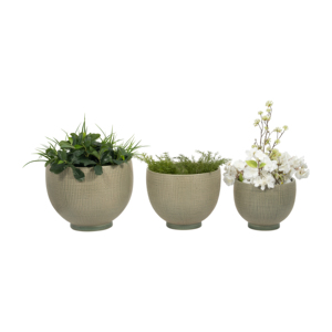 Vasi moderni in gres ceramico rotondi per piante da interno ed esterno, set di tre dimensioni - Product Image 2
