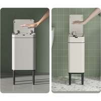 Poubelle automatique ELPHECO intelligente à capteur, résistante à l'eau, écologique, en acier inoxydable, avec couvercle à induction sur pieds hauts pour les déchets
