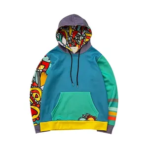 Personalizado 400 gsm poliéster sublimação impressão streetwear y2k cor bloco gráfico hoodies para homens