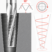 Fraise à filetage conique BSPT RC 55 degrés en carbure monobloc non revêtu ISO 7-1 à denture complète pour CNC, de 1/16 à 2 pouces