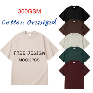 Camiseta de manga corta para hombre de Código europeo 100% algodón 300 gramos patrón sólido serigrafía Ajuste de gran tamaño - Product Image 3