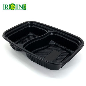 750ml 2 ngăn màu đỏ/Đen PP lò vi sóng dùng một lần thực phẩm container với nắp nhựa thực phẩm Bento Hộp Ăn Trưa - Product Image 3