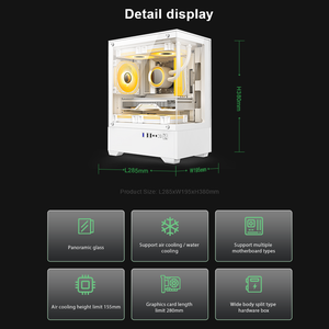 Boîtier <span class=keywords><strong>PC</strong></span> MicroATX compact avec support de radiateur supérieur de 240 mm, châssis de jeu <span class=keywords><strong>mini</strong></span>-tour en verre trempé - Product Image 2