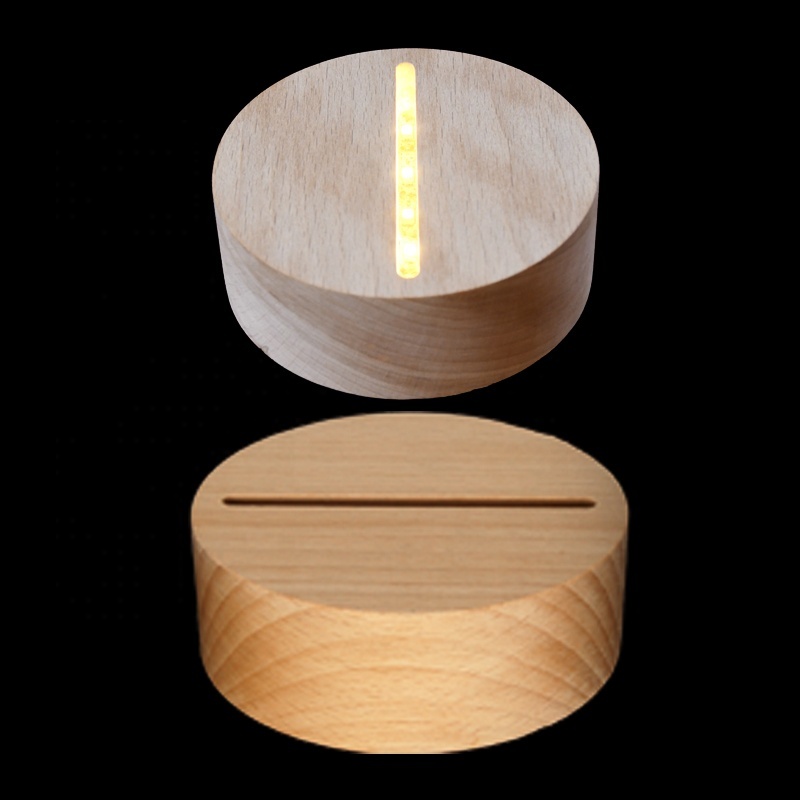 Modern 3D LED Night Light Creative Wooden Bedroom Living Room Lamp Base DIY USB/Battery Operated Residential Use Eco-Friendly