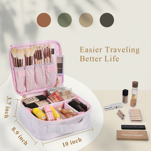 Leather Fashion <b>Makeup</b> Artist Bag Large Capacity Water Resistant <b>Makeup</b> Organizer Durable Portable Travel Beauty Cosmetic <b>Case</b> - Product Image 5