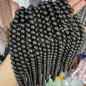 Cuentas Sueltas de Shungita de Origen Natural, Redondas de 6/8/10 mm, Color Negro - Product Image 6