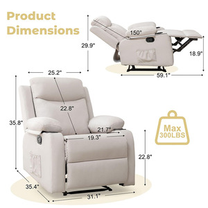 <span class=keywords><strong>Fauteuil</strong></span> inclinable manuel simple pour adultes, pivotant à 360°, en tissu rembourré, robuste, pour salon - Product Image 2