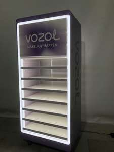 Support d'affichage d'ornements en bois à plusieurs niveaux, support de sol carré, présentoirs d'affichage de gadgets électroniques avec lumière LED et roulettes pour <span class=keywords><strong>magasin</strong></span> - Product Image 2