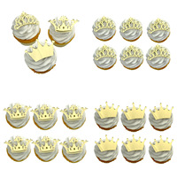 6-teiliges Set Spiegel-Gold Acryl-Krone Geburtstags-Cupcake-Topper Wiederverwendbare Kuchendekoration
