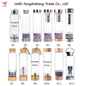 Özel Logo doğal gül kuvars kristal şifa cam su şişeleri gül altın Elixir Infused Gem içecek şişeleri - Product Image 6